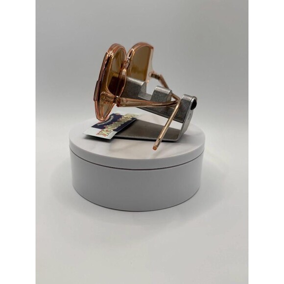 NEW Vintage Oversize Sunglasses Drop Temple Style Crystal Brown Monochrome #830 - Picture 6 of 10